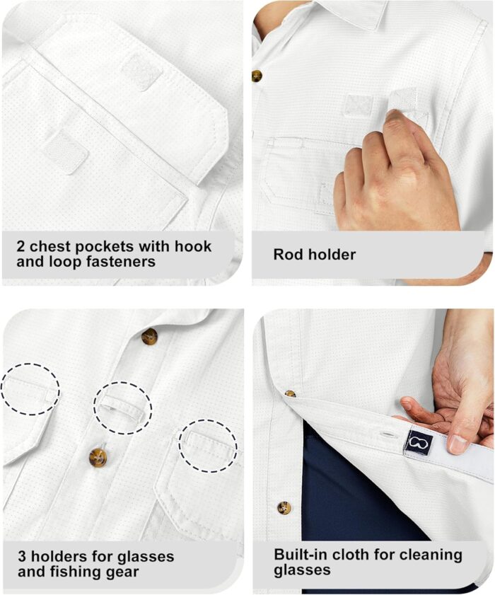 Outdoor Ventures Men's Lightweight Short Sleeve Fishing Shirt UPF 50 Button Down Quick Dry Cooling Hiking Travel Safari Shirt - Image 3