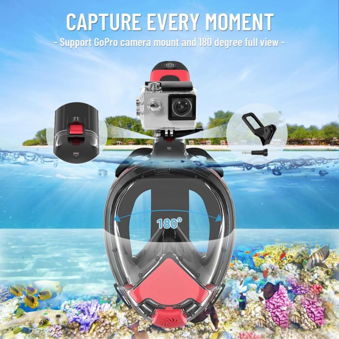 2025 New Full Face Snorkel Mask Adult, Patented Electric Snorkeling Gear for Adults, Foldable Snorkel Set with Detachable Camera Mount, SGS Certified Safety, Anti-Leak & Anti-Fog - Image 8