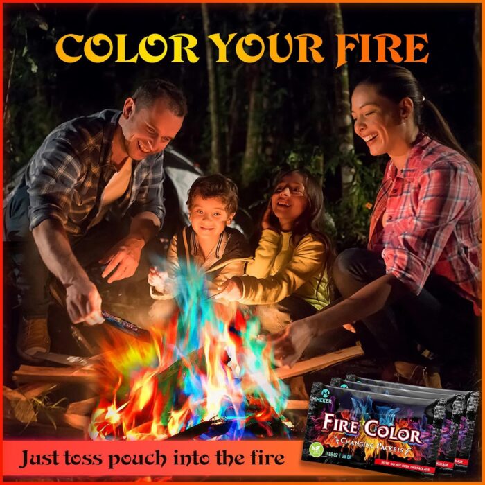 MEKER Fire Color Changing Packets - Fire Pit, Campfires, Outdoor Fireplaces, Bonfire - Fire Color - Perfect Fire Camping Accessories for Kids & Adults (12 Pack) - Image 5
