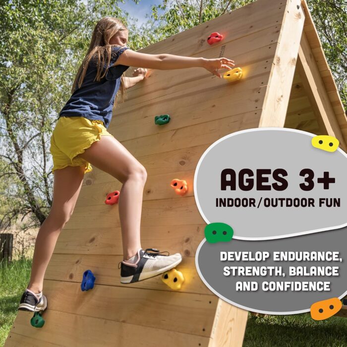 Squirrel Products Rock Climbing Holds for Kids, Deluxe Extra Large Climbing Rocks with Mounting Hardware - DIY Rock Wall Indoor & Outdoor Playground Accessories Wall Climbing Kit - Ages 3+ - Image 4