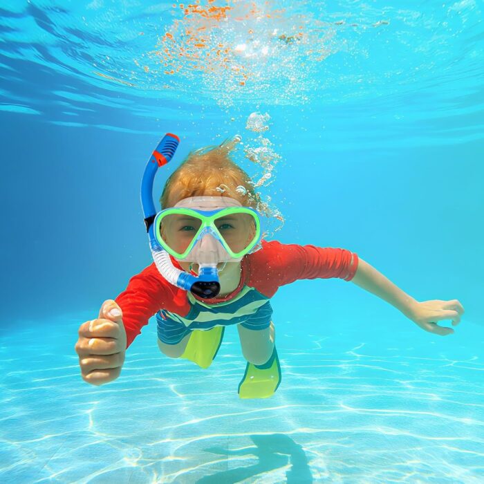 Kids Snorkel Set Dry Top Snorkeling Gear for Kids Boys Girls Youth Junior Age 5-15, Anti-Fog Anti-Leak Snorkel Mask Scuba Diving Mask Swimming Goggles with Nose Cover - Image 7