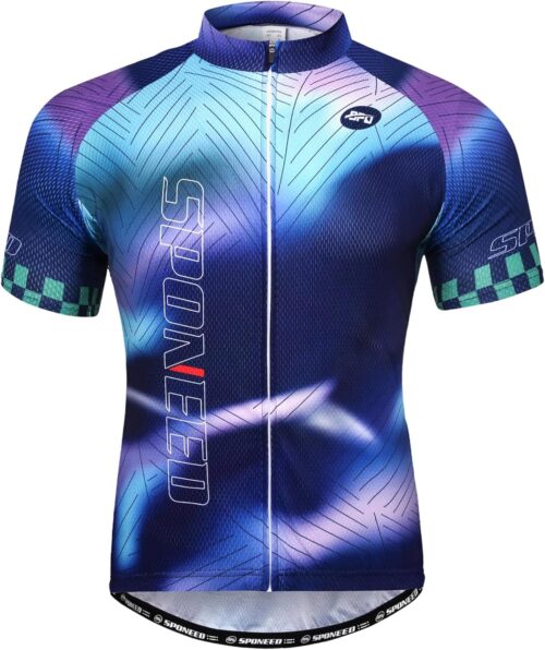 sponeed Men's Cycling Jerseys Tops Biking Shirts Short Sleeve Bike Clothing Full Zipper Bicycle Jacket with Pockets