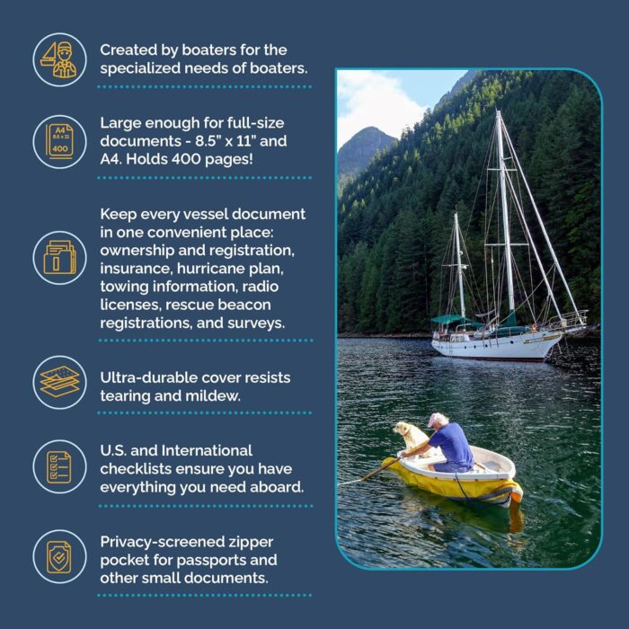 Boat Documents Organizer - Large Size Waterproof Case for Boat Papers - Keep All Documents Safe and Organized - Boating Gifts for Men (Gray) - Image 5