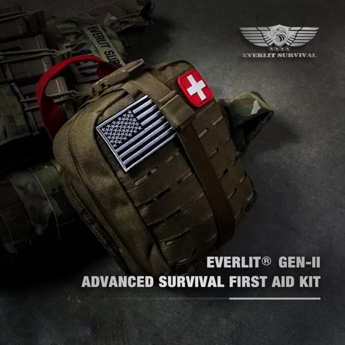 Everlit Survival Upgraded Survival First Aid Kit Emergency Gear Trauma Kit with 1000D Nylon Laser Cut Tactical EMT Pouch for Outdoor, Camping, Hunting, Hiking, Earthquake, Home, Office - Image 8
