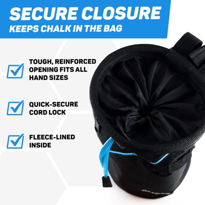 Chalk Bag for Rock Climbing - Rock Climbing Gifts Gear Accessories - Quick-Clip Belt, Large Zippered Pockets & Brush Holder - Weight Lifting, Gym, Bouldering, Disc Golf, Wall, Rock Climbing Chalk Bag - Image 3