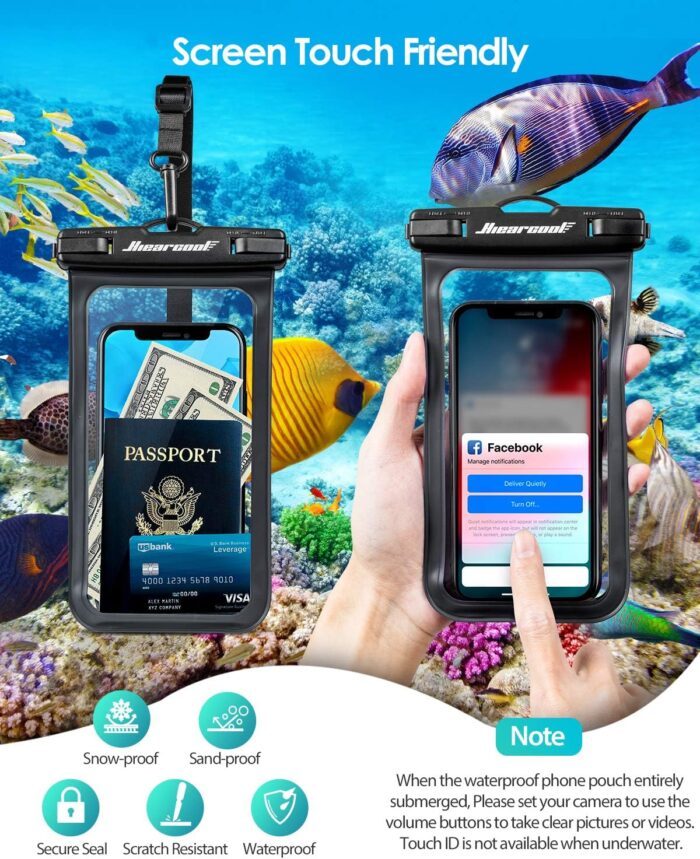 Hiearcool Waterproof Phone Pouch, Waterproof Phone Case for iPhone 16 15 14 13 Pro Max, IPX8 Cellphone Dry Bag Beach Cruise Ship Essentials 2Pack-8.3" - Image 6