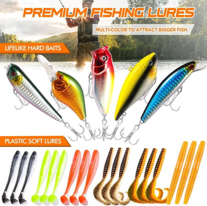 PLUSINNO 353/404 PCS Fishing Lures, Upgrade Fishing Tackle Box with Tackle Included, Crankbaits, Hooks, Weights, Other Accessories, Fishing Lure Bait Gear Equipment Kit Gift for Men Freshwater Bass - Image 6