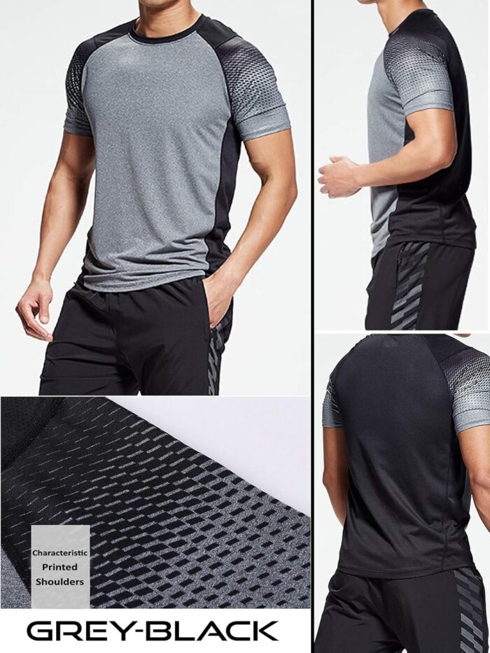 5 Pack Men’s Active Quick Dry Crew Neck T Shirts | Athletic Running Gym Workout Short Sleeve Tee Tops Bulk - Image 3