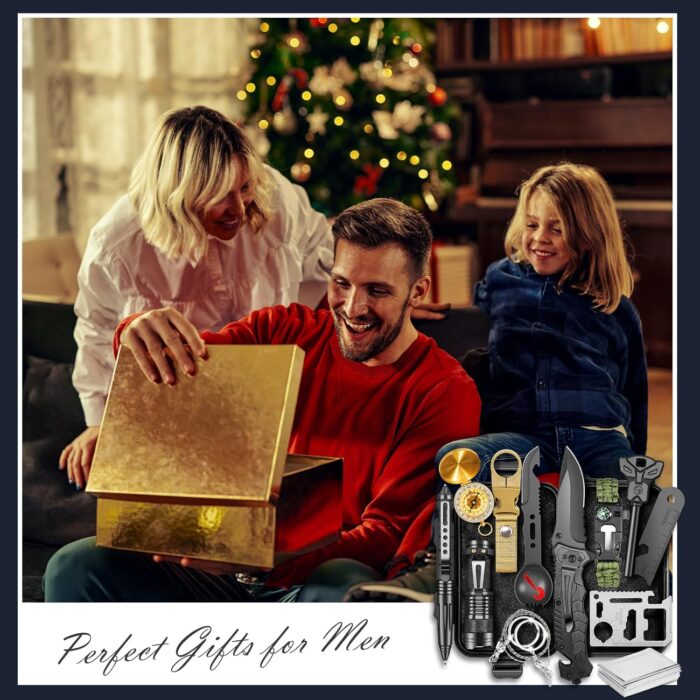 Gifts for Men Him Dad, Survival Kits and Equipment 14 Pcs, Christmas Stocking Stuffers, Anniversary Birthday Gifts for Husband Boyfriend Guy, Camping Essentials, Cool Gadgets for Men - Image 7