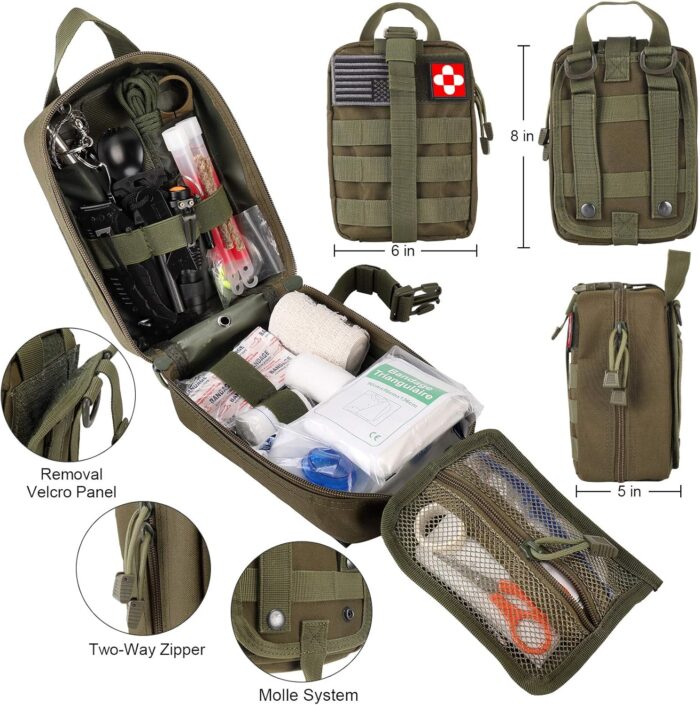 216 Pcs Survival First Aid Kits, Professional Survival Gear Equipment Tools First Aid Supplies kit for SOS Emergency Hiking Hunting Disaster Camping Adventures - Image 2