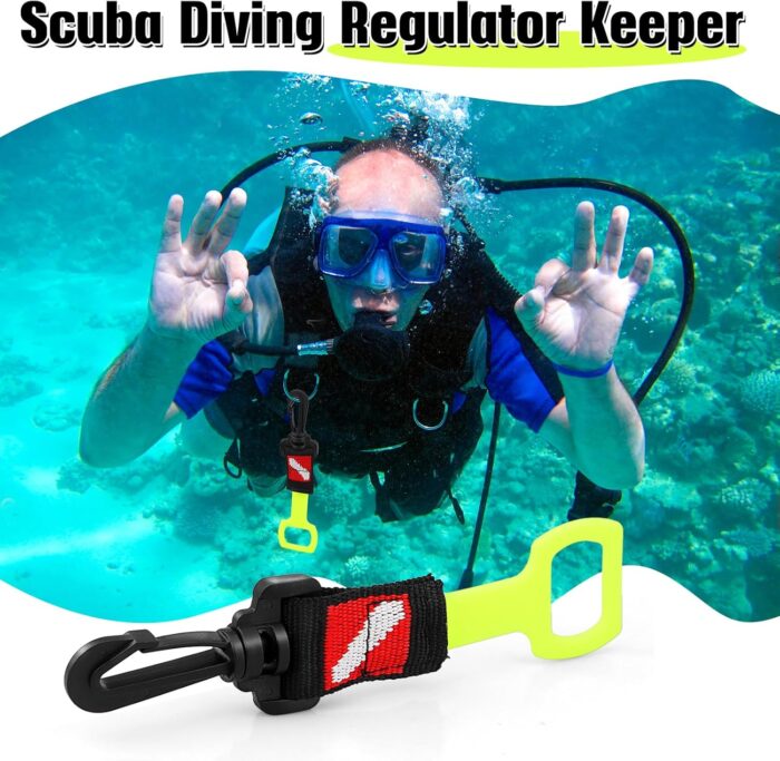 2 Pack Scuba Diving Regulator Octopus Holder, Octopus Mouthpiece Retainer with Spring Clip, Dive Flag Webbing and Silicone Ring, 2nd Stage Regulator Keeper for Divers and Snorkelers - Image 2