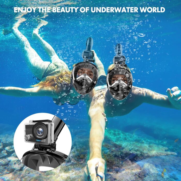 Full Face Snorkel Mask for Adults Teen, Snorkeling Gear with Detachable Camera Mount,Panoramic 180° View, Anti-Fog Anti-Leak Snorkling Set for Man and Women - Image 7