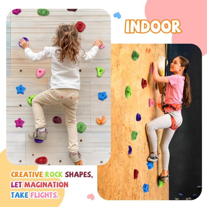 TOPNEW 18PCS Rock Climbing Holds for Kids, Rock Wall Climbing Holds with Hardware - Climbing Rocks for Indoor Outdoor Playground Climbing Wall - Image 5