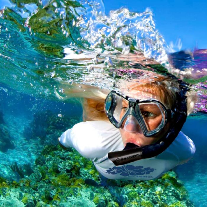U.S. Divers Cozumel Snorkeling Set. Adult Snorkel Mask, Snorkel, Fins, and Travel Bag, Large 9.5 - 11.5, Electric Blue - Image 5