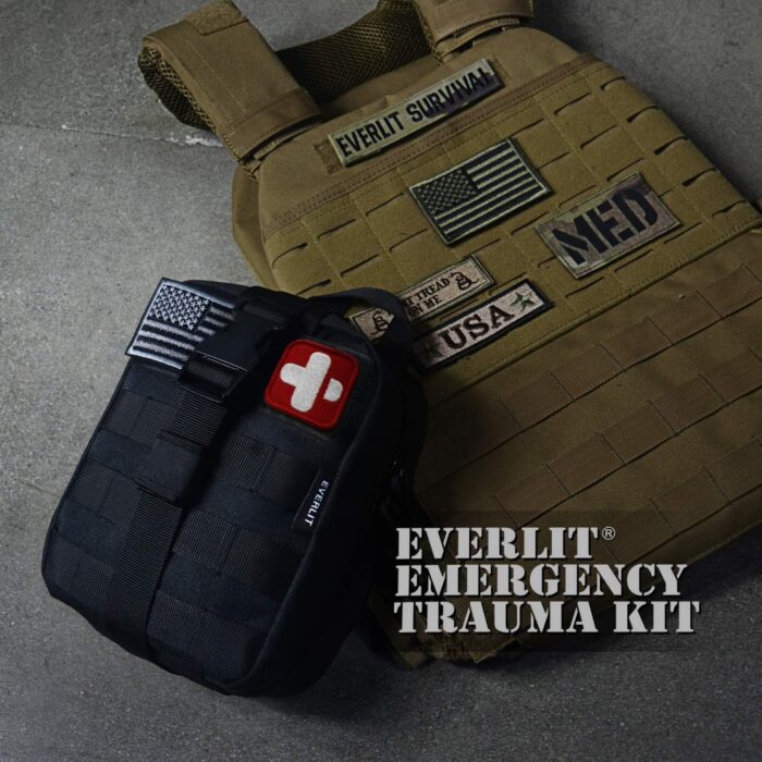 EVERLIT Emergency Trauma Kit, CAT GEN-7 Tourniquet 36" Splint, Military Combat Tactical IFAK for First Aid Response, Critical Wounds, Severe Bleeding Control (Black) - Image 3
