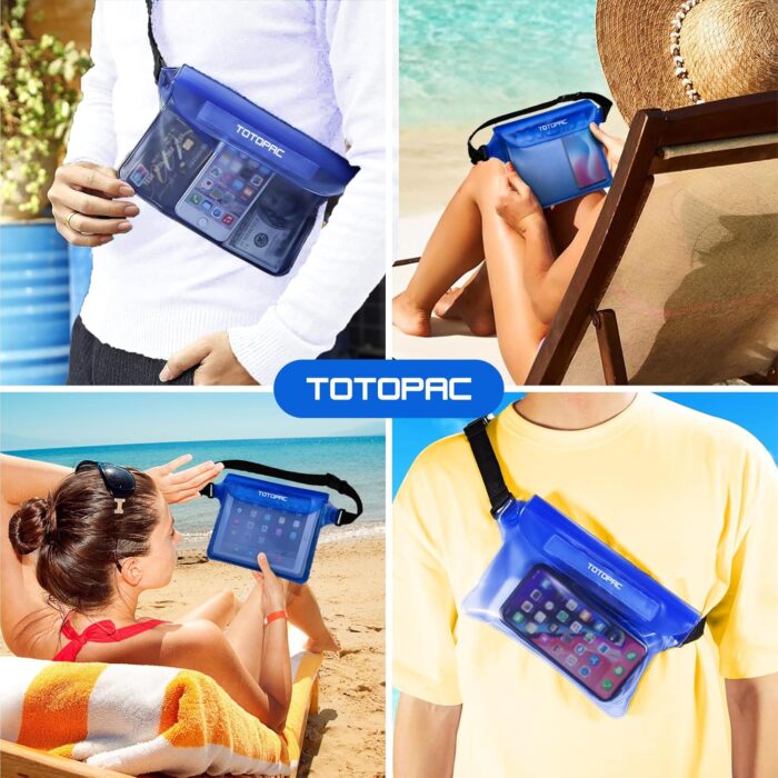 2-Pack Waterproof Fanny Pack, Phone Pouch with Waist Strap, 9x6.7 Inch Dry Bag for Phone, Cash, and Valuables – for Swimming, Kayaking, Boating, Snorkeling, and Water Sports (2, Grey + Blue) - Image 6