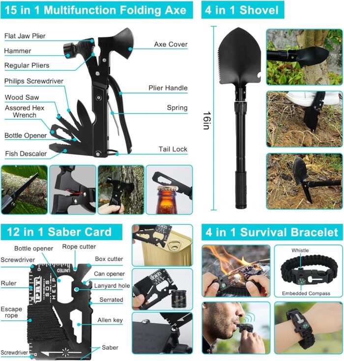 Survival Gear Professional Kit and Large Camping Backpack,First Aid Kit for Adventure Outdoor Hiking Accessories - Image 3