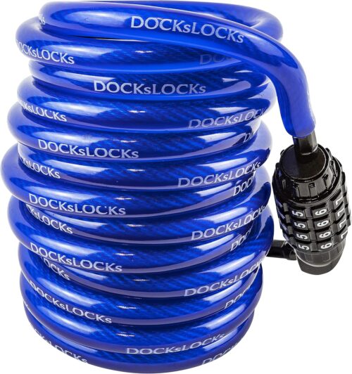 Weatherproof Coiled Security Cable Lock (5ft to 25ft Lengths) with Resettable Combination, Anti-Theft Protection for Kayaks, Bikes, Paddleboards, Scooter, Equipment, Bicycles and More