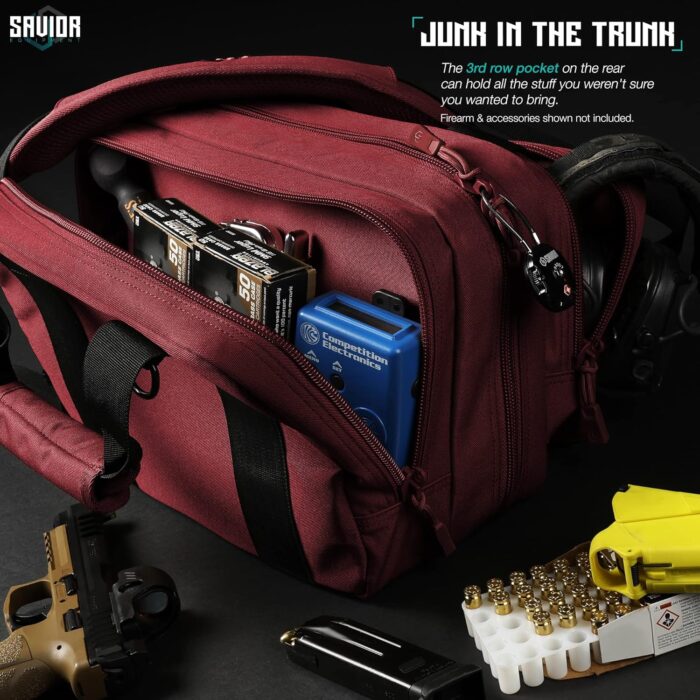 Savior Equipment Specialist Series Mini Range Bag Tactical Dual Pistol Handgun Revolver Hunting Bag Gun Carrying Case, X-Large Compartments w/Lockable Zippers, Deluxe Padded Shoulder Strap Included - Image 5