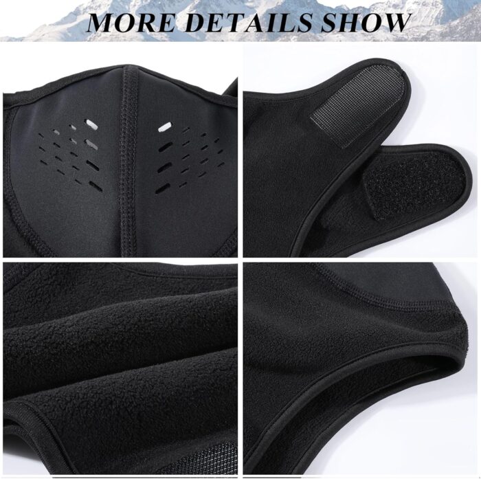 WTACTFUL Balaclava Cold Weather Half Face Mask for Men Women Windproof Warm Thermal Breathable for Skiing Snowboarding Motorcycle Cycling Hiking Winter Outdoor Sports 2pcs-Black #1 - Image 8