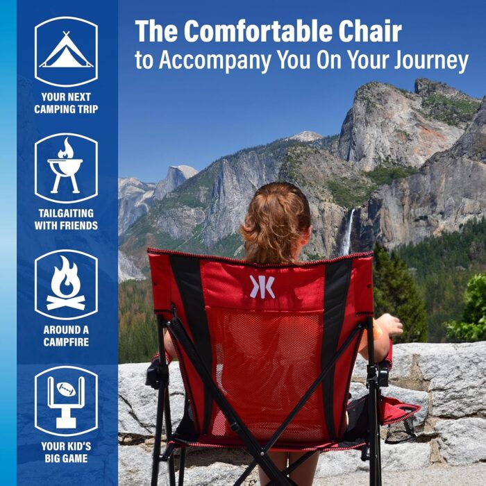 Kijaro Foldable Camping Chair, Vik Black, Polyester, Mesh, Steel, Portable, Durable, Unisex - Image 6