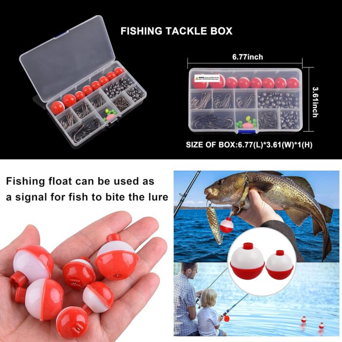 Fishing Tackle Kit, 160pcs Basic Bobbers and Hooks Assortment With Octopus Circle, Baitholder Hooks, Sinker Weights, Terminal Tackle Box for Trout Catfish Panfish - Image 5