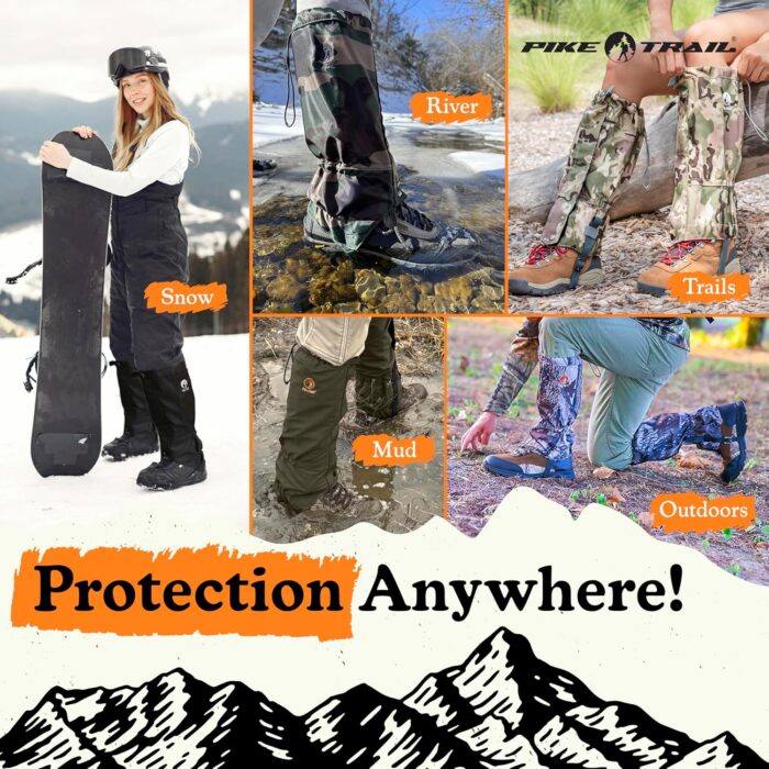 Pike Trail Adjustable Leg Gaiters - Lightweight, Waterproof - Leg Guards for Men & Women - Hiking Essentials Ideal for Hunting, Trekking & Fishing - 1 Pair - Image 5