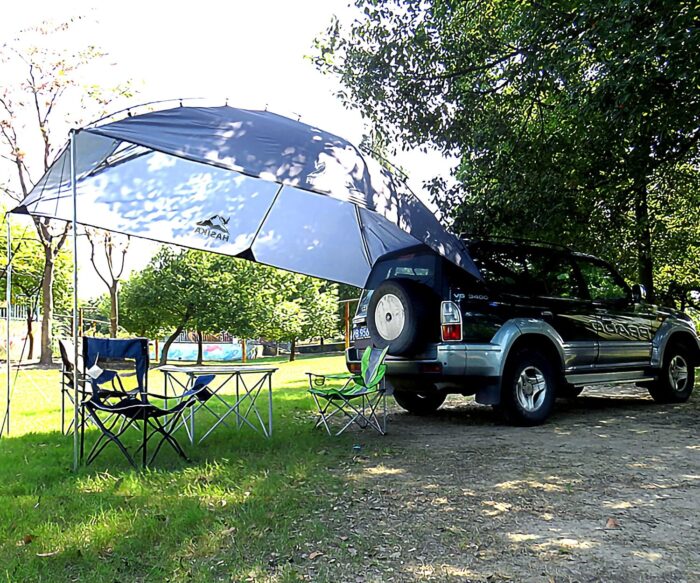 Versatility Camping Tent for Truck Bed,SUV RVing, Van,Trailer and Overlanding Portable Teardrop Awning Canopy Tear Resistant Tarp with 2 Sandbag - Image 8