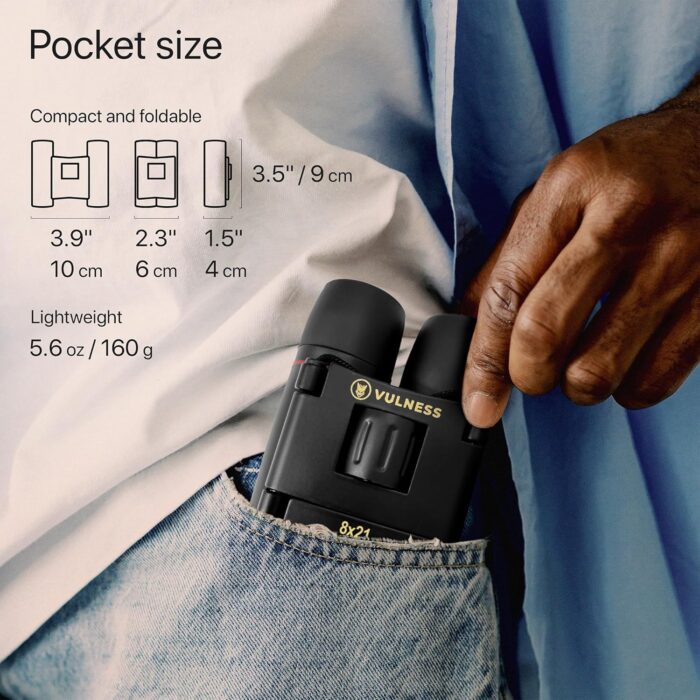 Binoculars for Adults | Compact Small Mini Travel Binocular for Bird Watching High Powered Electronics Cruise Ship Essentials Norwegian Alaska Must Haves Hiking Camping Gear by VULNESS (Black, 8X21) - Image 6