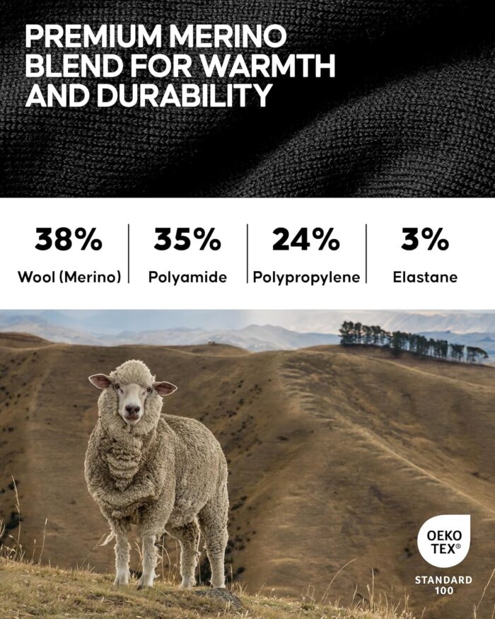 DANISH ENURANCE Premium Outdoor Hiking Socks, Merino Wool, Men & Women, 2-Pack - Image 4
