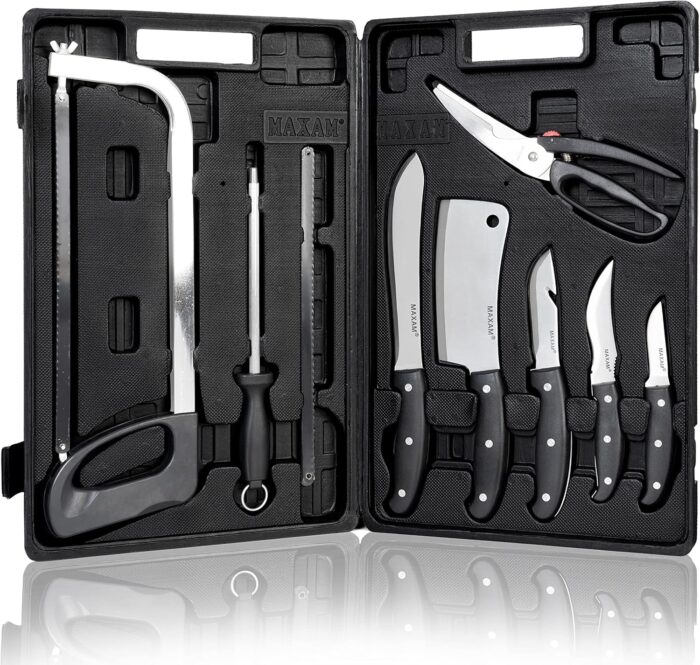 Maxam Game Processing Set, for Field Dressing Deer and Other Game, Fully Portable in a Durable Case, 13-Piece