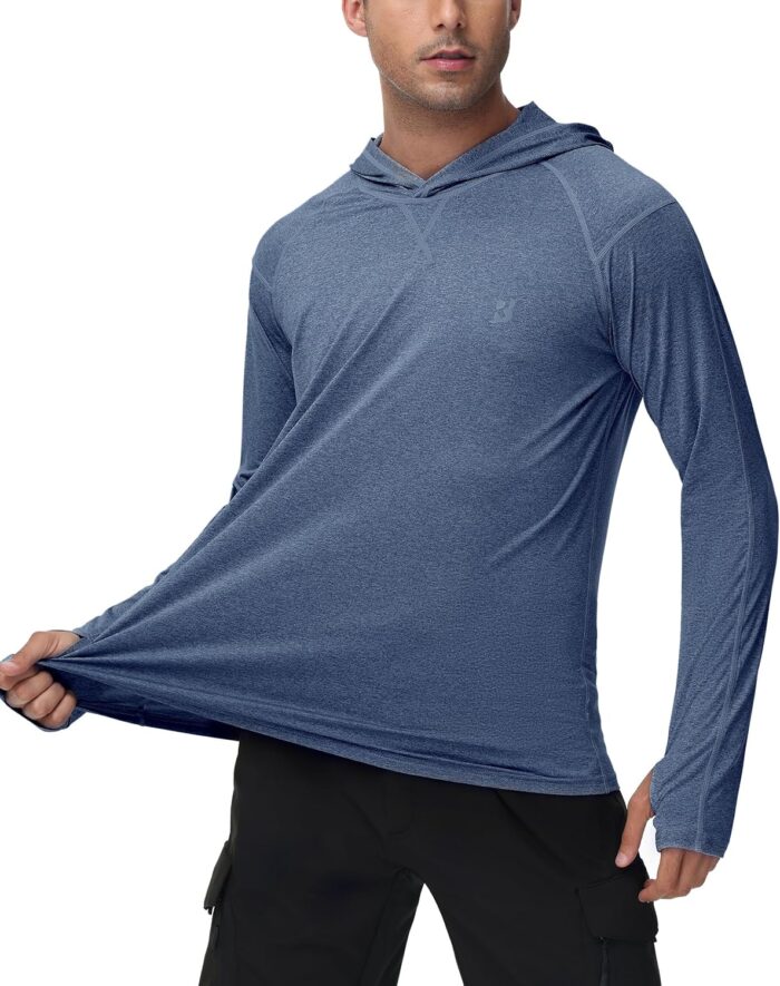 Roadbox Mens UPF 50+ Fishing Shirts, Long Sleeve UV Sun Hoodie, Hiking Running Swim Athletic Workout Shirt - Image 2