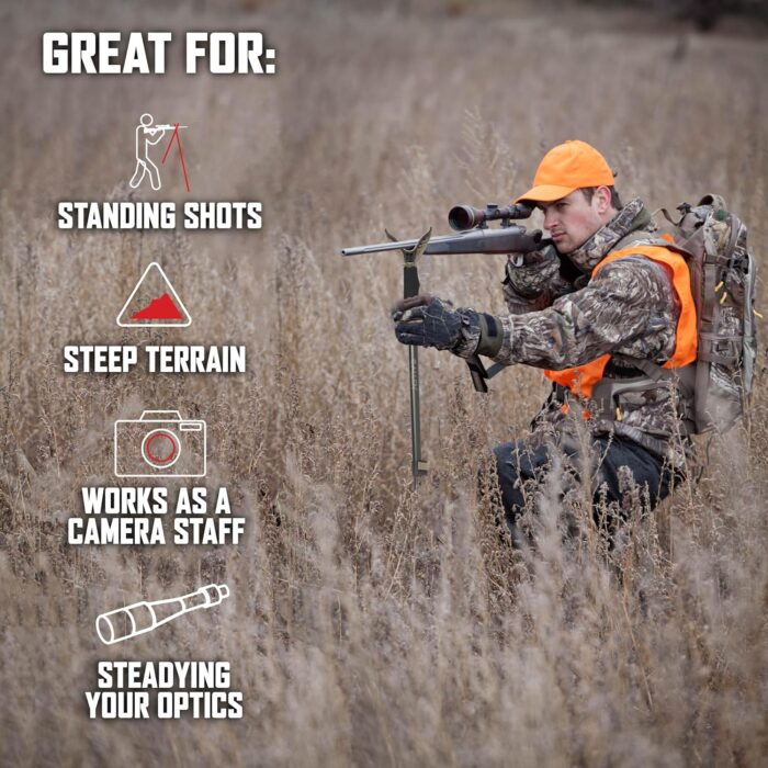 Allen Company Monopod Shooting Stick and Gun Rest - Versatile Hunting Accessories with Adjustable Height - Aluminium,Black - Image 4