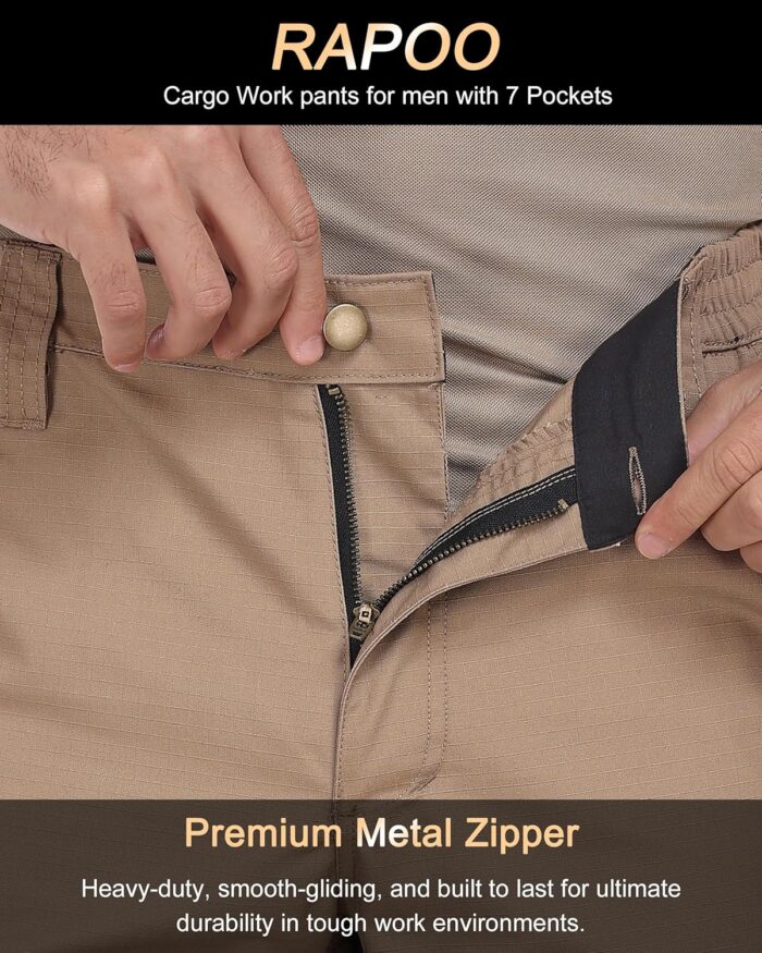 Mens Cargo Pants Ripstop Water Resistant Breathable Tactical Hiking Pants with 7 Pockets - Image 3