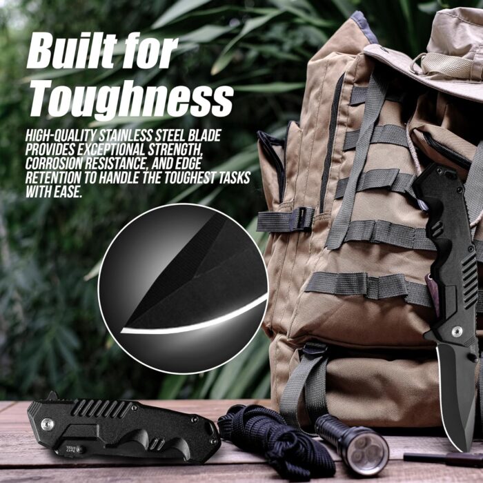 Pocket Folding Knife with Stainless Steel Point Lock Blade Knives and Lightweight Lockback Multi-Tool for Camping, Outdoor, Hunting，Survival and EDC - Image 5