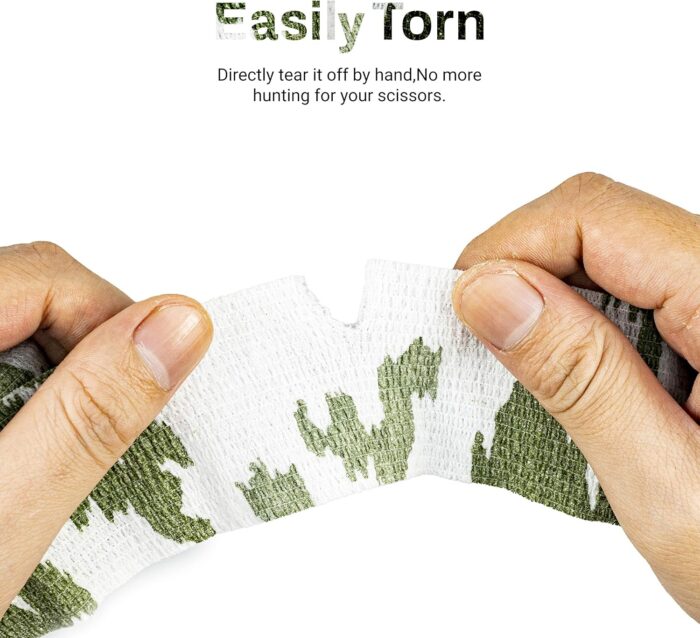 9 Rolls Self Adhesive Wrap Athletic Tape Gauze, Breathable Elastic Cohesive Bandage for Sports Injury & Pet (7 Pcs 2" x 5 Yards + 2 Pcs 1" X 5 Yards) (Snow Camo) - Image 4