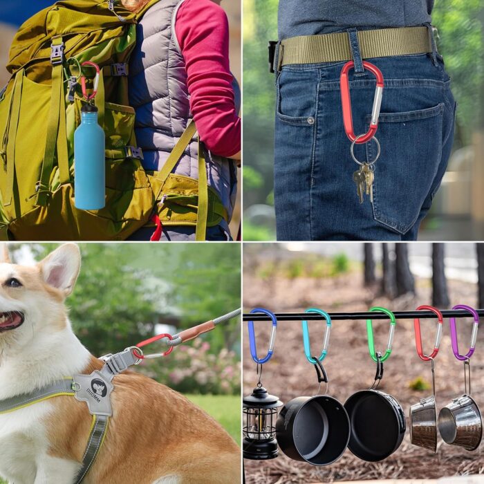 8 Aluminum D-Ring Key Ring with Heavy Key Chain Mountaineering Clip Lock Mountaineering Buckle Camping Fishing Outdoor use, Clip with Spiral Doors in a Variety of Colors. - Image 5