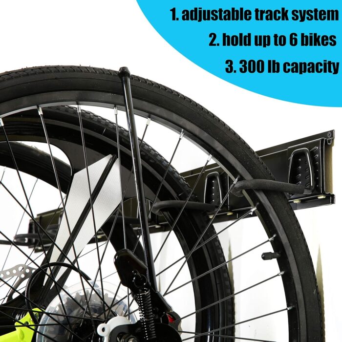Ultrawall Stainless Steel Bike Storage Rack,6 Bike Storage Hanger Wall Mount for Home & Garage Holds Up to 300lbs, Black - Image 2