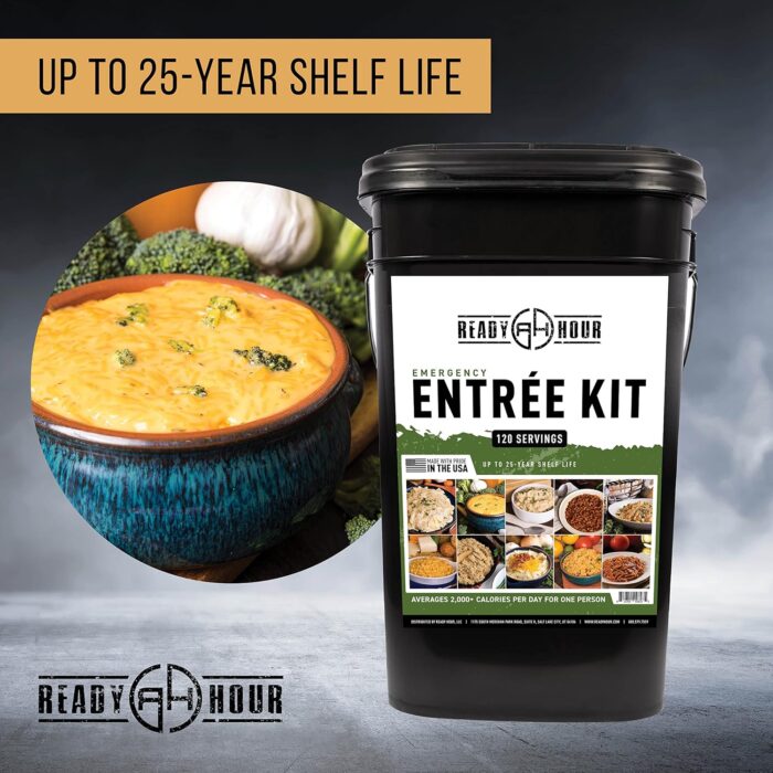 Ready Hour, Emergency Meal Entrées, Real Non-Perishable Meals, 25-Year Shelf Life, Portable Flood-Safe Container, 120 Servings - Image 5