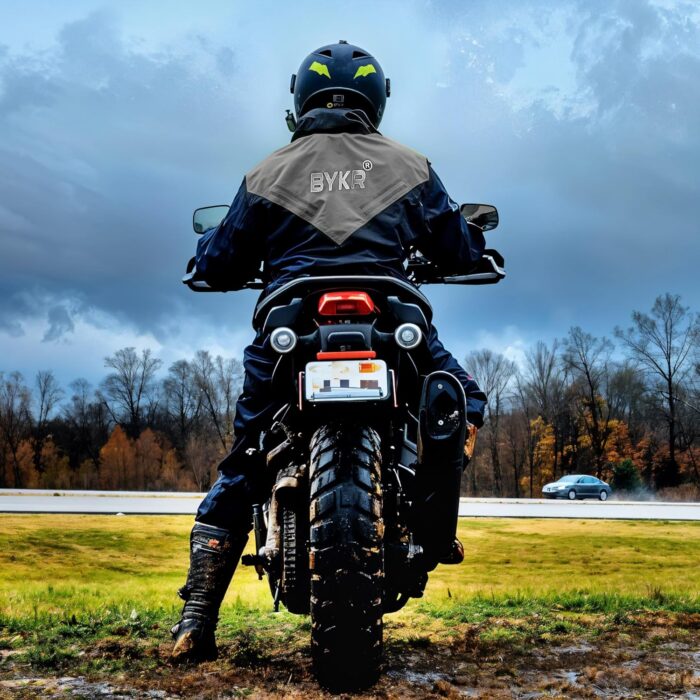 BYKR Waterproof Outdoors Motorcycle Rain Suits for Men & Women Cycling 2-Piece Breathable & Windproof Wet Weather Protection - Image 8