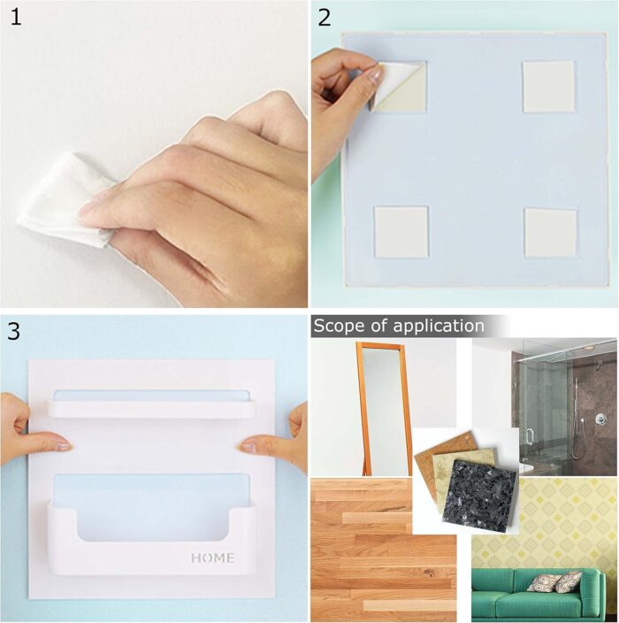 Bedside Shelf Accessories Organizer- Wall Mount Self Stick On,Ideal for Glasses,Remote,Earphone, Cell Phone Charger,Manicure Kit - Image 5