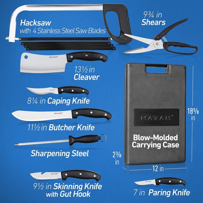 Maxam Game Processing Set, for Field Dressing Deer and Other Game, Fully Portable in a Durable Case, 13-Piece - Image 2