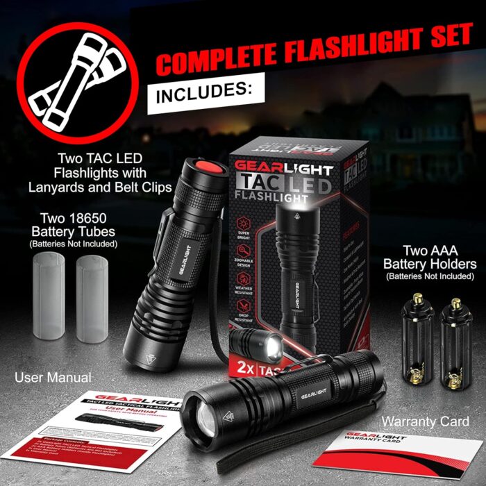 GearLight LED Tactical Flashlights High Lumens - Mini Flashlights for EDC Carry - Compact Powerful Emergency Flashlight Made from Military-Grade Aluminum - Drop Resistant and Water Resistant - Image 4