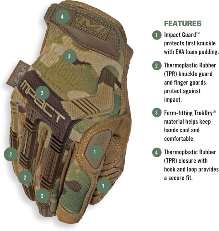 Mechanix Wear: M-Pact Tactical Gloves with Secure Fit, Touchscreen Capable Safety Gloves for Men, Work Gloves with Impact Protection and Vibration Absorption (Camouflage - MultiCam, Large) - Image 8