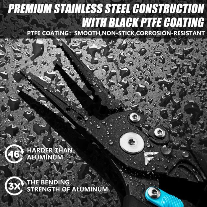 FLISSA 7-1/2 Inch Fishing Pliers, Safety Lock Design Fish Pliers Saltwater with TPR Handle, Stainless Steel hook remover with Braid Cutters, Sheath and Lanyard, Fishing Tool Gifts for Men - Image 2