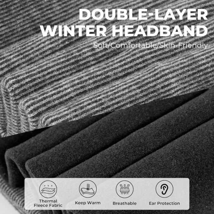 Sukeen Ear Warmer Headband for Women, Double-Layer Warm Womens Winter Headband, Ear Muff for Running Cycling Sports - Image 2