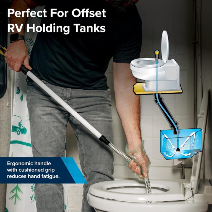 Camco Camper/RV Holding Tank Swivel Stik Rinser - Features Powerful Rotary Cleaning Action & 34-Inches of Flexible Reach - Easy-to-Use RV Black Tank Cleaner (40074) - Image 4