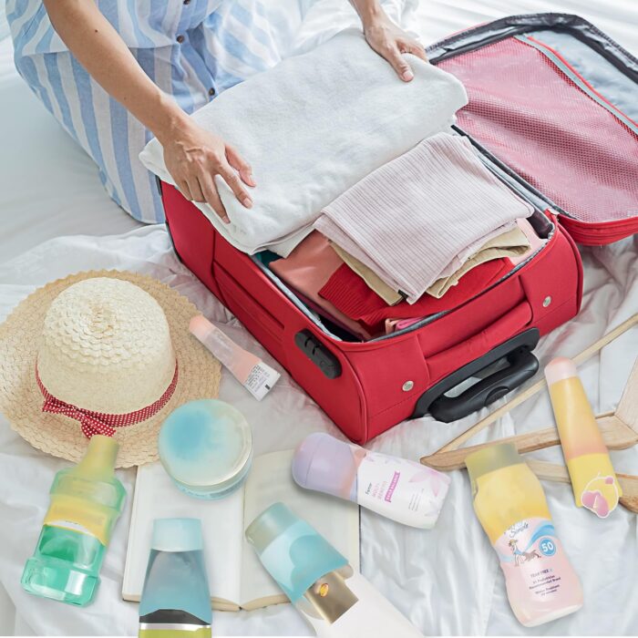 24 Pack Multi Sizes Silicone Bottle Covers, Travel Accessories Must Haves, Cruise Ship Essentials, Travel Size Toiletries,Travel Essentials for Women Men,Travel Gadgets, Elastic Sleeves for leak proof - Image 3
