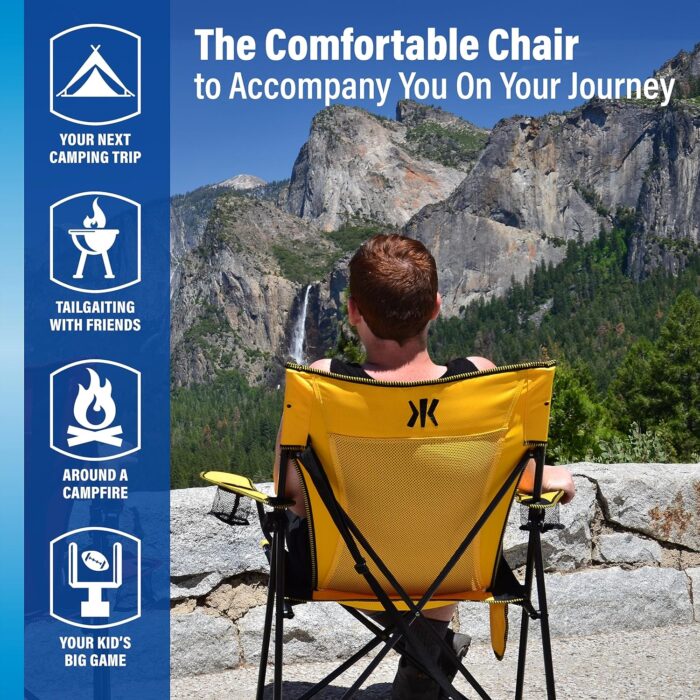 Kijaro Dual Lock Portable Camping Chairs - Enjoy the Outdoors with a Versatile Folding Chair for Sports, Lawn - Dual Lock Feature Locks Position – Hanami Pink - Image 6