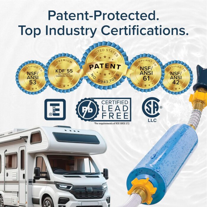 Camco Tastepure RV Water Filter - New & Advanced RV Inline Water Filter with Flexible Hose Protector - GAC & KDF Filtration - Made in USA - Camping Essentials for Fresh Drinking Water (40043) - Image 7